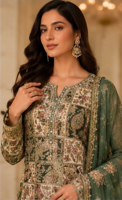 Noor-e-Bahar Zari Ensemble – Premium Heavy Zari Embroidered Kurta Set - view 1