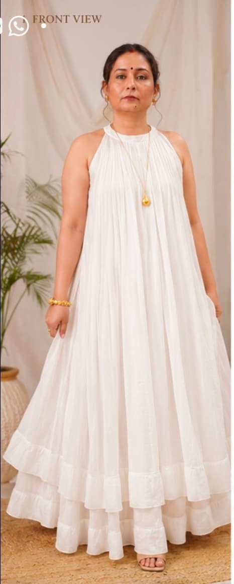 Noor Layered Mal Chanderi Suit Set – Premium White Mal Chanderi Layered Suit Set detailed portrait