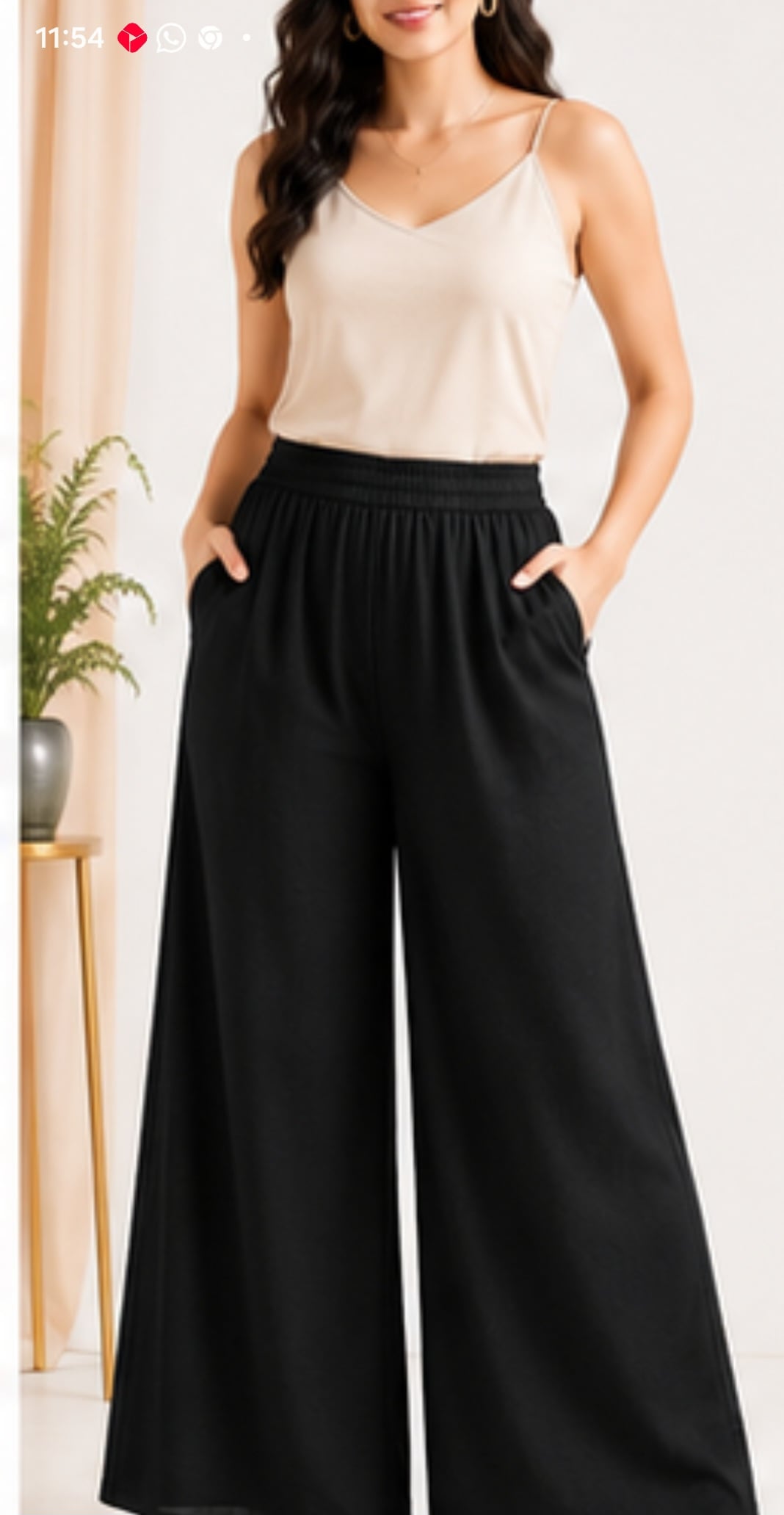 Black Flowy Cotton Palazzo for Women | Premium Wide Leg Cotton Palazzo - view 1